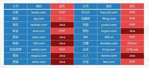 大型网站开发语言排名_支持主流开发语言