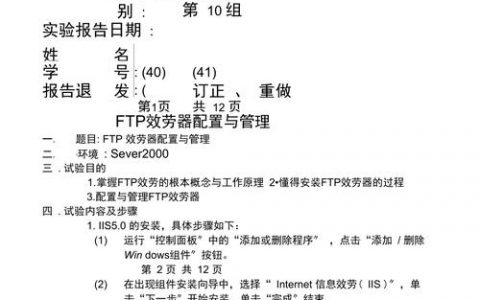 ftp服务器工具使用实验报告_FTP