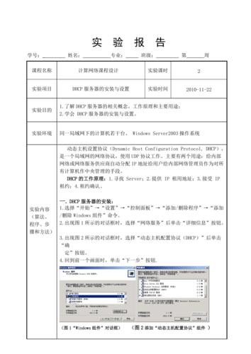 dhcp服务器配置实验报告_实验报告