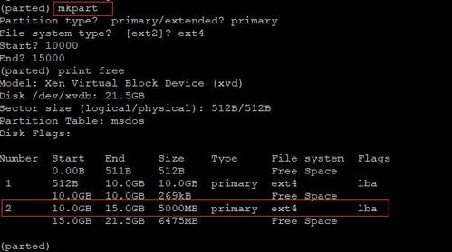 mkpart mbr_初始化Linux数据盘（parted）