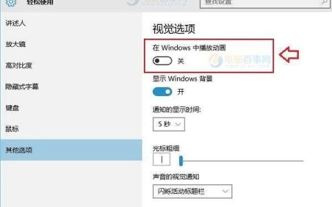 如何在Windows 10中调整动画设置?