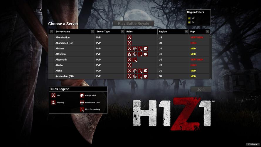 h1z1都玩什么服务器