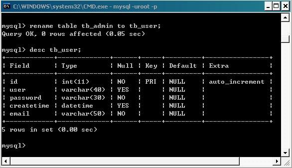mysql 数据库 重命名_重命名
