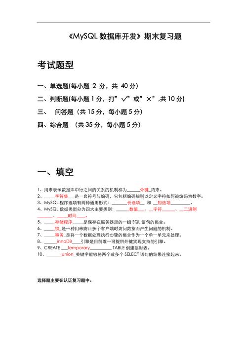 mysql数据库试题_试题管理