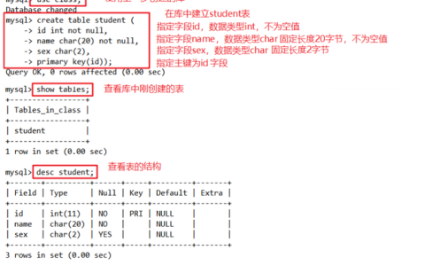 如何使用MySQL命令创建数据库表？