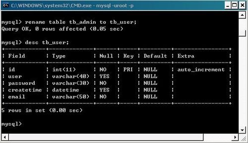 mysql重命名所建的数据库_重命名