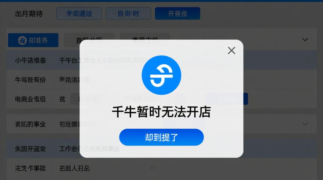 千牛开店时提示暂时无法，具体原因是什么以及怎么解决啊？