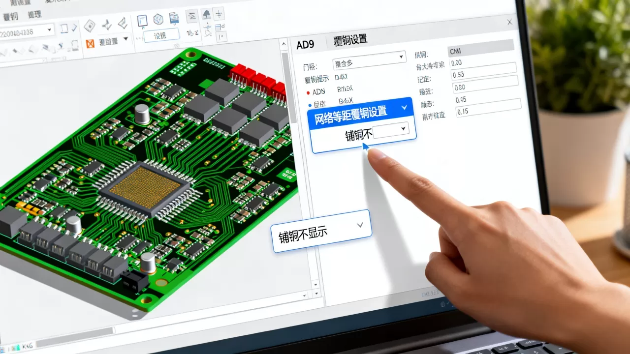 ad9网络等距覆铜怎么设置？ad9覆铜铺铜不显示怎么办