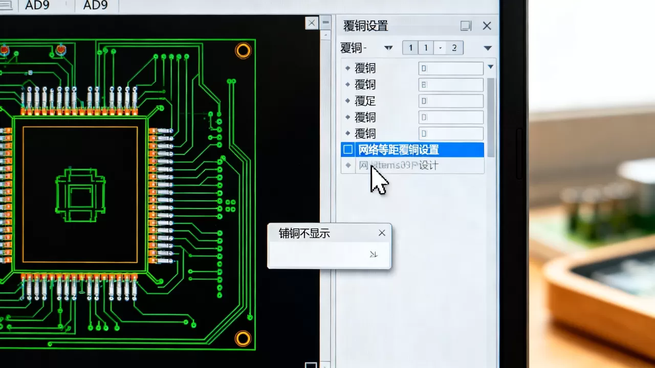 ad9网络等距覆铜怎么设置？ad9覆铜铺铜不显示怎么办