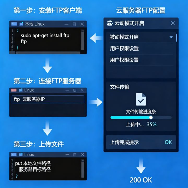 FTP服务器如何映射成本地文件路径?本地Linux主机怎么用FTP上传文件到云服务器 FTP服务器如何映射成本地文件路径?本地Linux主机怎么用FTP上传文件到云服务器