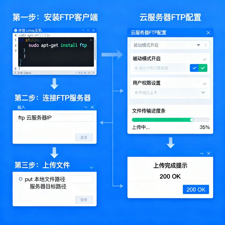FTP服务器如何映射成本地文件路径?本地Linux主机怎么用FTP上传文件到云服务器 FTP服务器如何映射成本地文件路径?本地Linux主机怎么用FTP上传文件到云服务器