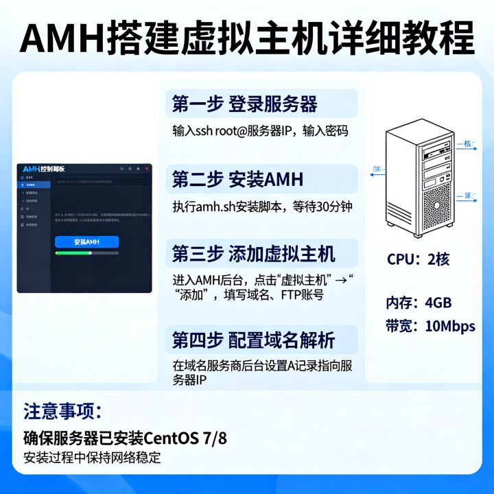 如何用AMH搭建虚拟主机?服务器建站详细教程 如何用AMH搭建虚拟主机?服务器建站详细教程